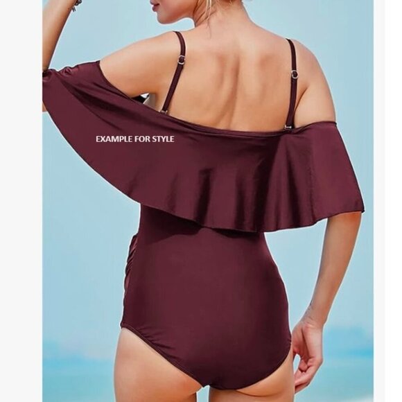 Maternity Swimsuit Flounced One Piece Bathing Suit Off-Shoulder - Picture 7 of 7